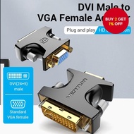 Vention DVI Male to VGA Female Adapter, DVI-I 24+5 to VGA, Bidirectional 1080P 60Hz for TV. Penyesua
