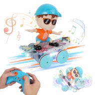 Remote Control Car,2.4Hz RC Stunt Car with LED Light and Music,360°Rotating Skateboard RC Car Toys f