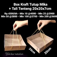 Kraft Box with Mica Lid + Carrying Strap 20x20x7cm
