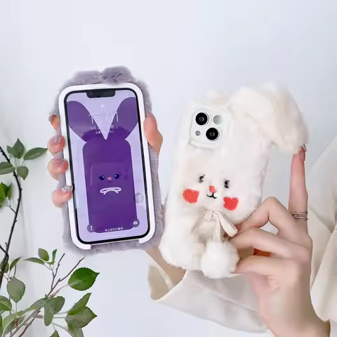 lovely Plush Fur Rabbit Soft Case For Google Pixel 7 6 Pro 6A 5A 4A 5 4 3 3A 2 1 XL Warm Phone Cute 