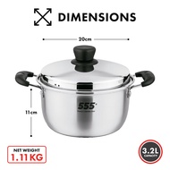 555 Premium Stainless Steel Sauce Pot - 304 Stainless Steel 0.88mm Thickness - Suitable for Gas Indu