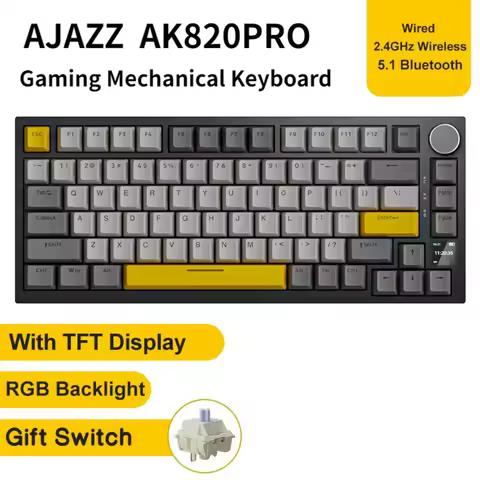 Mechanical Keyboard AJAZZ AK820 / AK820PRO with Tft Screen Hot Swap Gasket RGB Custom Gaming Keyboar