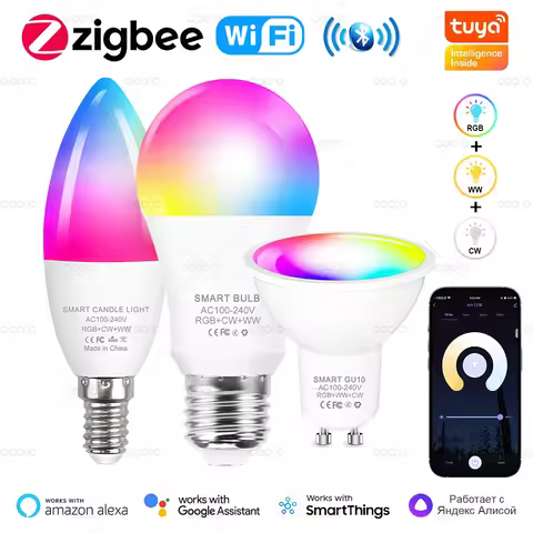 ZigBee Tuya Wifi Bluetooth LED Bulb Smart Life App Control Dimmable GU10 E27 E14 RGB CW Smart Light