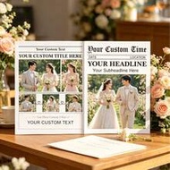 1pc Customized Wedding Newspaper Poster, Personalized Photo & Text Printing, Save The Date Notificat