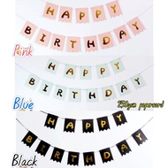 🇸🇬 Happy Birthday Boy Girl Children Pink Blue Black Gold Paper Flag Wall Banner 21st 18th Party Supp