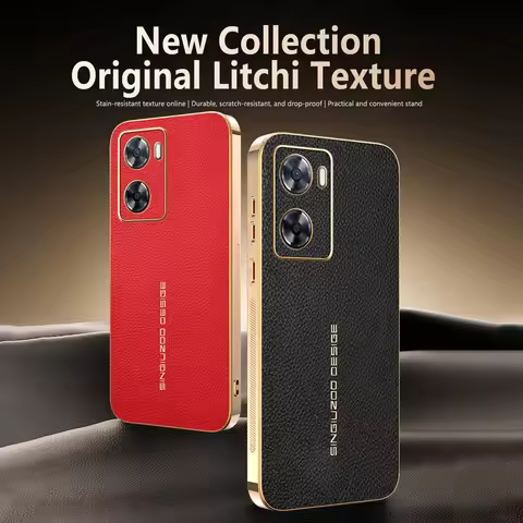 Lychee Leather Electroplated Frame Phone Case For OPPO A40 A57 A57E A57S A60 A77 A77S A79 A80 F21 F2