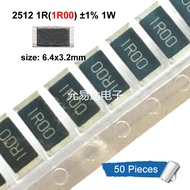 50ชิ้นตัวต้านทานชิป SMD 2512 1R00 1R 1ohm 1% 1W 1โอห์มความต้านทานคงที่6.4*3.2มม
