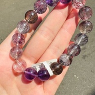 天然多礦彩超七水晶12mm43.21g稀有帶彼岸花三輪骨幹高頻水晶