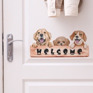 20X39CM Cute Dog WELCOME Slogan Door Sticker Home Beautification Decoration Wall Sticker