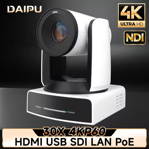 DAIPU NDI PTZ Camera 4KP60 30X Optical HDMI USB SDI LAN POE AI Tracking for Church Live Streaming Co