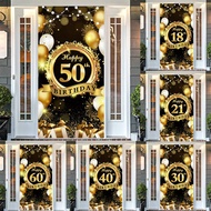 90*180cm Black And Gold Happy Bitthday Backdrop For Birthday 18th 21st 30th 40th 50th 60th Birthday 