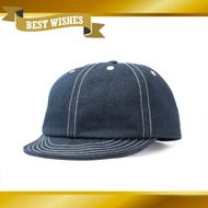 [BASIQENTI] Umpire Cap Short Brim Denim Ball Cap Indigo All-Season Unisex Free Size Big Size (JP, Nu
