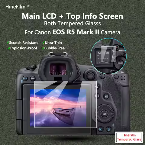 R5 II Camera Glass Film For Canon EOS R5 Mark ii Camera 9H Hardness Tempered Glass LCD Screen + Info