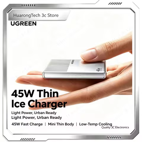UGREEN 65W Mini Ice Slice GaN Charger Ultra Thin PD USB-C Fast Charging Plug Low Temperature Cooling