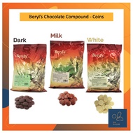 Beryls Chocolate Compound Coins Dark Milk White 1KG / Gourmet Coins HALAL (Please read T&C)