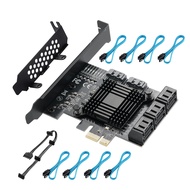 PCIE 1X SATA Card 8 Ports,with 8 SATA Cables and Low Profile Bracket, PCIE to SATA 3.0 6 Gbps Contro