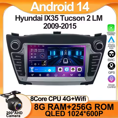Android 14 Car Radio Player Carplay Multimedia WIFI Bluetooth for Hyundai IX35 Tucson 2 LM 2009-2015