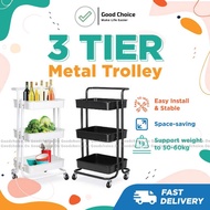3 tier multifunction storage trolley rack office shelves home kitchen rack with plastic wheel / 3 Tier Trolley