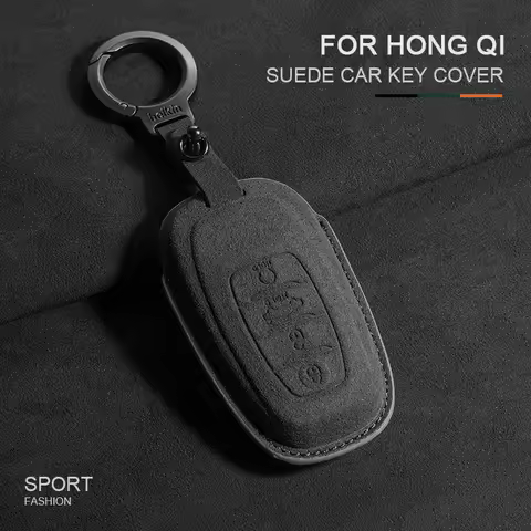 For FAW Hongqi H5 H9 2020 2021 2022 E-HS9 High-end 2023 Suede Leather Car Remote Key Case Holder She