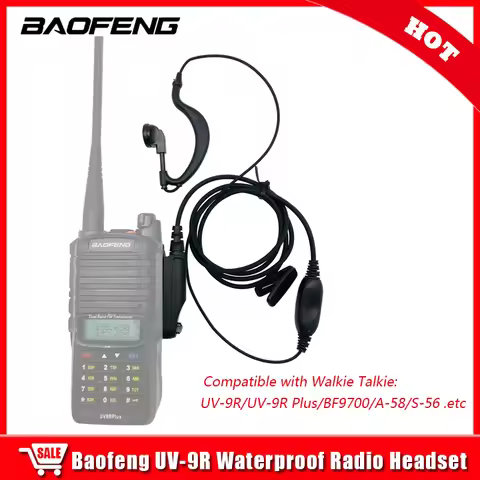 Baofeng UV-9R Pro UV9R Plus Headset Walkie Talkie Earphone Compatible With BF-9700 BF-A58 S-56 Water