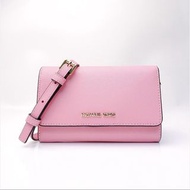 2024SS 新款 MICHAEL KORS Jet Set Travel Saffiano Leather Smartphone Crossbody Bag 專櫃款 防刮皮 WOC手拿/斜背包-粉 