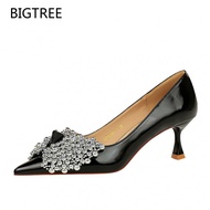 BIGTREE Rhinestone Bow Temperament Pointed Stiletto High Heels 1961-H60