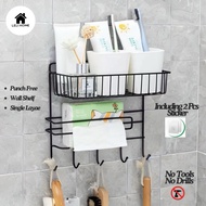 Wall Mounted Shelf Storage 1Layer PunchFree ToiletBathroom Penyimpanan Rak Pasang Dinding Bilik Mand