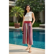 Straight-Leg Pants Anti-Woven Fabric Chinese Hmong Embroidery Elastic Waist 28-38 Inches