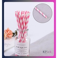 Meo 100 Percent Paper Straws Pink White Striped 20pcs