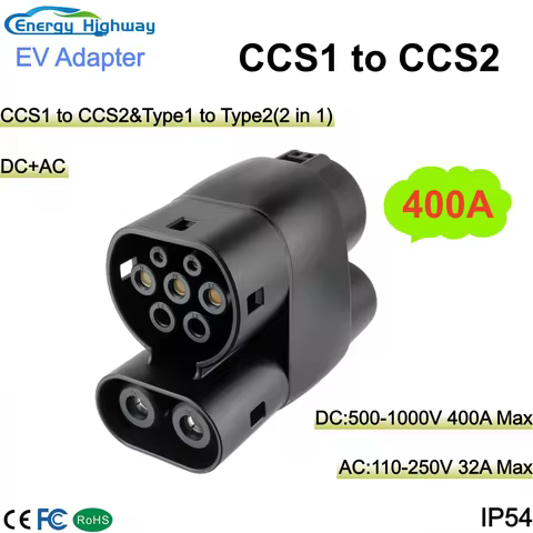 CCS1 to CCS2/Type1 to Type2 400A EV Fast Charger Adapter CCS1-CCS2 Electric Vehicle Charger Fast Ev 