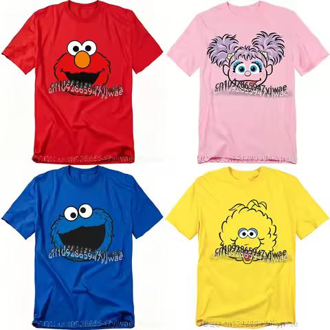 Sesame Street Toddler T-Shirts Elmo Oscar Big Bird Cookie Monster Cute Cartoon Character Top Party M