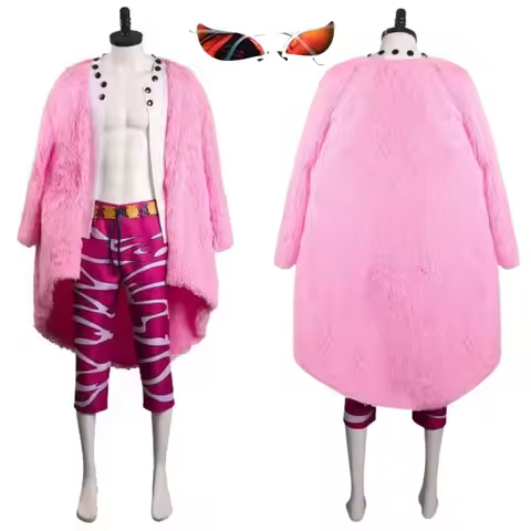 Anime Doflamingo Cosplay Fantasia Costume Disguise for Adult Men Jacket Cape Pants Sunglasses Hallow