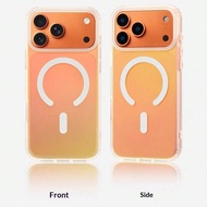 1pc Orange Holographic Laser Gradient Color Phone Case With Soft Border Compatible With Phone 17/17 