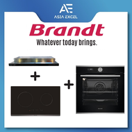 BRANDT AI1790X 90CM INTEGRATED HOOD + BRANDT BPI6230BL 2 ZONE INDUCTION HOB + BRANDT BOC7532LX 73L BUILT-IN OVEN