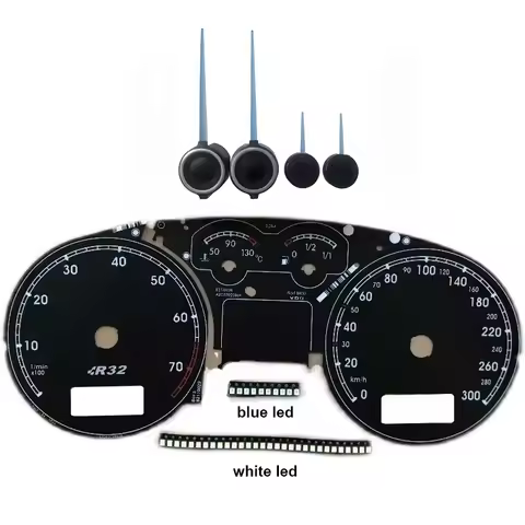 R32 Instrument Scale Paper Blue Needle Pointer with LED Light for VW Bora MK4 Golf 4 R32 Meter 300km