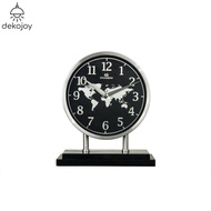 DOGENI นาฬิกาตั้งโต๊ะ รุ่น TNM001SL สีเงิน นาฬิกาแผนที่โลก อลูมิเนียม ระบบ Quartz Table Clock Dekojo