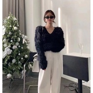 LINCOLN  FLUFFY CARDI KNIT FURY CARDIGAN BULU KOREA STYLE IMPORT NEW