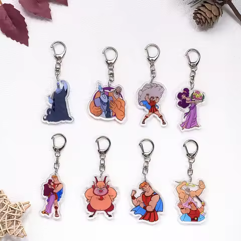 1/12Pcs Disney Hercules Hades Car Keychain Accessories Acrylic Cute Charms Pendant For Bag Funny Key