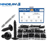 NINDEJIN Truss Head Self Tapping Screw Set M3-M5 Carbon Steel Phillips Round Mushroom Head Screw Assortment Kit