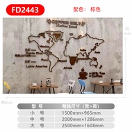 Creative Coffee Shop Decor World Map 3D Wall Stickers Modern Minimalist Style Acrylic Material Water