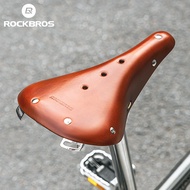 ROCKBROS Bicycle Saddle Folding Bike Leather Retro Comfortable Breathable Classic Style Seat