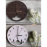 'Art Clock & Decor' Anticlockwise Mosque Design Lasercut Wooden Wall Clock with Ticking/Jam Tawaf Di