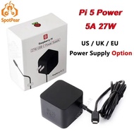 Original Official 5V5A PD Power 27W Type-C USB Power Supply For Raspberry Pi 5