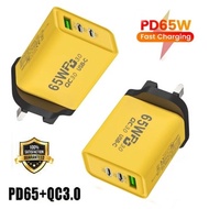 65w Fast Charger PD + QC3.0 Multi Port Fast Charging Adapter With Cable For Ip Samsung Huawei Oppo Vivo Xiaomi Realme