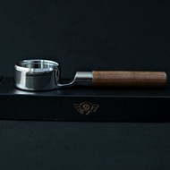 Flat Bottomless Coffee Handle E61 Compatible Walnut Wood