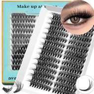 GROINNEYA Cat Eye Cluster Lashes Natural Volume Wispy DIY Eyelash Extensions