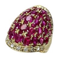 Size 16, 6.39ct ruby, 0.40ct diamond, 18K gold, 12.1g, women's ring