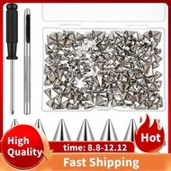 Punk Spikes 200 Pcs Metal Tree Spike Screwback Studs Cone Spikes Studs Kit for DIY Leathercraft Deco