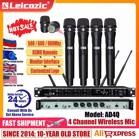 Leicozic Professional Wireless microphone KSM11 KSM8 Radio System 4-Channel Microfone Headset Mic La