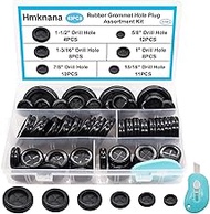 Hmknana 53PCS Black Round Rubber Grommet Kit,6 Assorted Drill Hole Sizes 5/8" 13/16" 7/8" 1" 1-3/16"